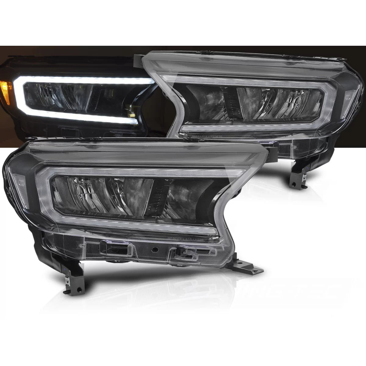 Fari Anteriori LED Neri per Ford Ranger V 2016-2022