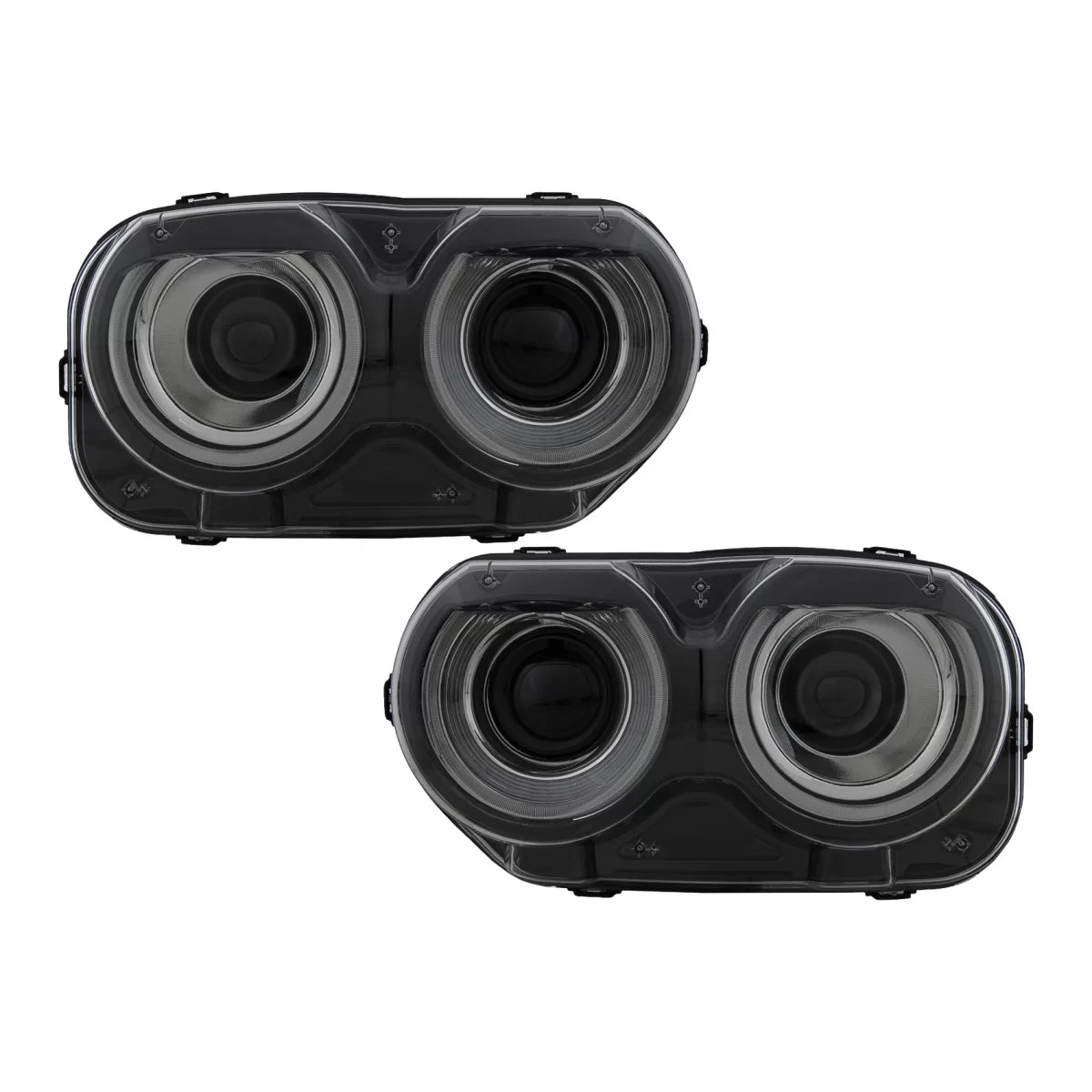 Fari LED Anteriori Neri Rgb per Dodge Challenger 2015-2023 Halogeni LHD