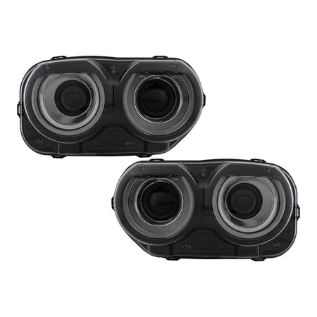 Fari LED Anteriori Neri Rgb per Dodge Challenger 2015-2023 Halogeni LHD