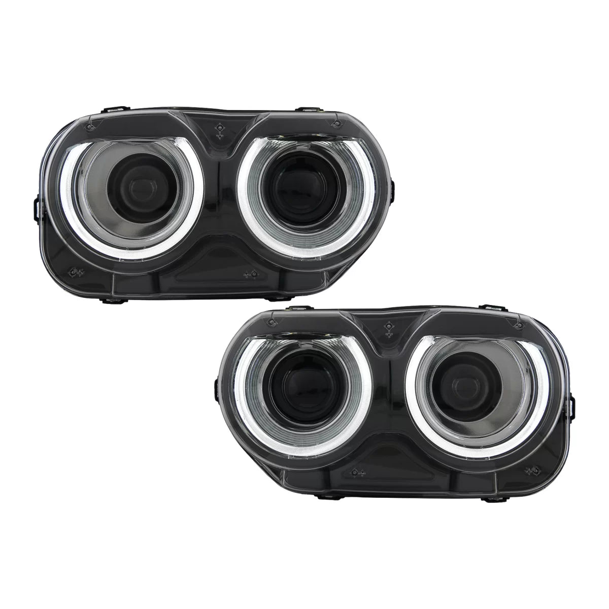 Fari LED Anteriori Neri Rgb per Dodge Challenger 2015-2023 Halogeni LHD
