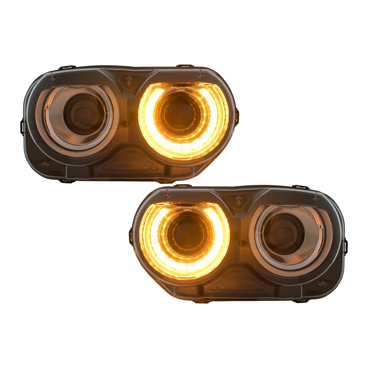 Fari LED Anteriori Neri Rgb per Dodge Challenger 2015-2023 Halogeni LHD