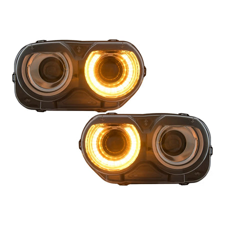 Fari LED Anteriori Neri Rgb per Dodge Challenger 2015-2023 Halogeni LHD