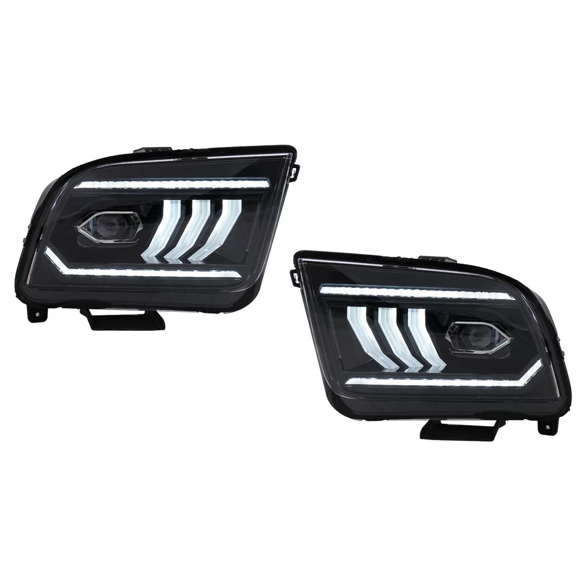 Fari LED con Frecce Dinamiche Nere per Ford Mustang V Pre-facelift 2005-2009 LHD
