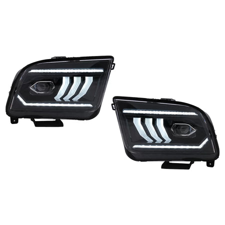 Fari LED con Frecce Dinamiche Nere per Ford Mustang V Pre-facelift 2005-2009 LHD