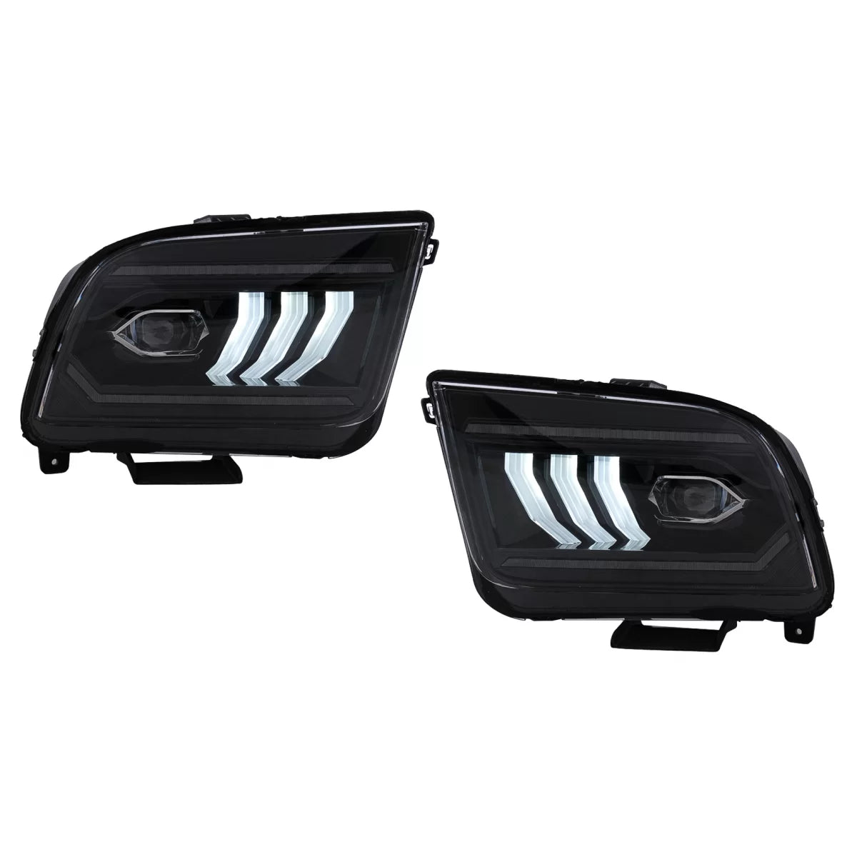 Fari LED con Frecce Dinamiche Nere per Ford Mustang V Pre-facelift 2005-2009 LHD