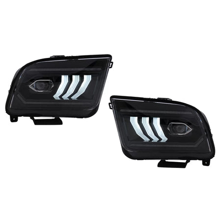 Fari LED con Frecce Dinamiche Nere per Ford Mustang V Pre-facelift 2005-2009 LHD