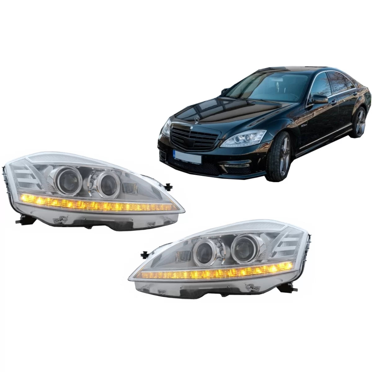 Fari LED Anteriori Facelift per Mercedes Classe S W221 2005-2009 LHD