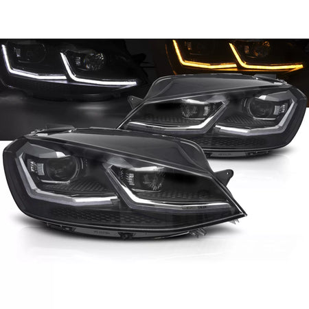 Fari LED Argento con Luci Diurne Sequenziali per Volkswagen Golf Vii 17-19