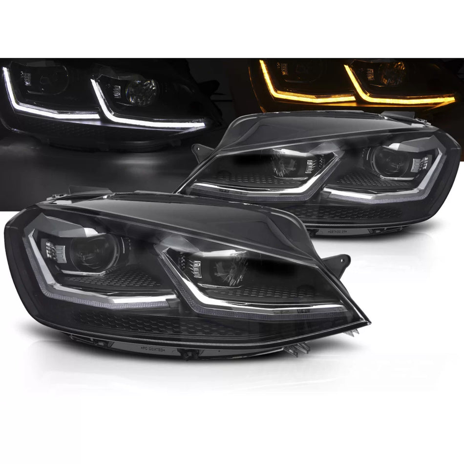 Fari LED Argento con Luci Diurne Sequenziali per Volkswagen Golf Vii 17-19