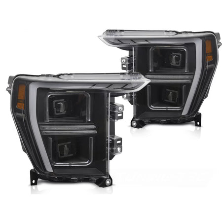 Fari Anteriori LED Tubolari Neri per Ford F150 MK14 2020-2023