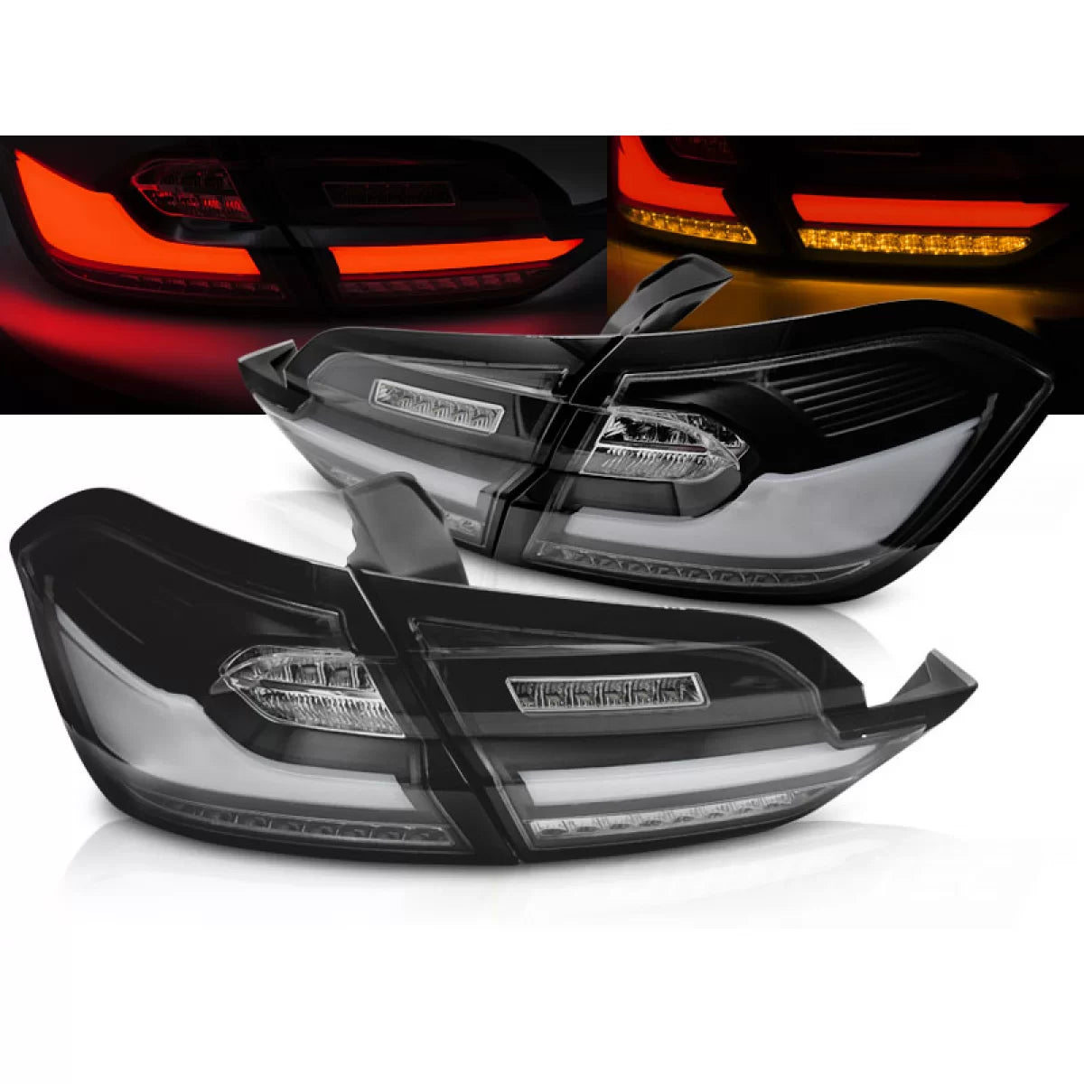 Fanali Posteriori LED Neri per Ford Fiesta MK8 17-21 Berlina 5 Porte
