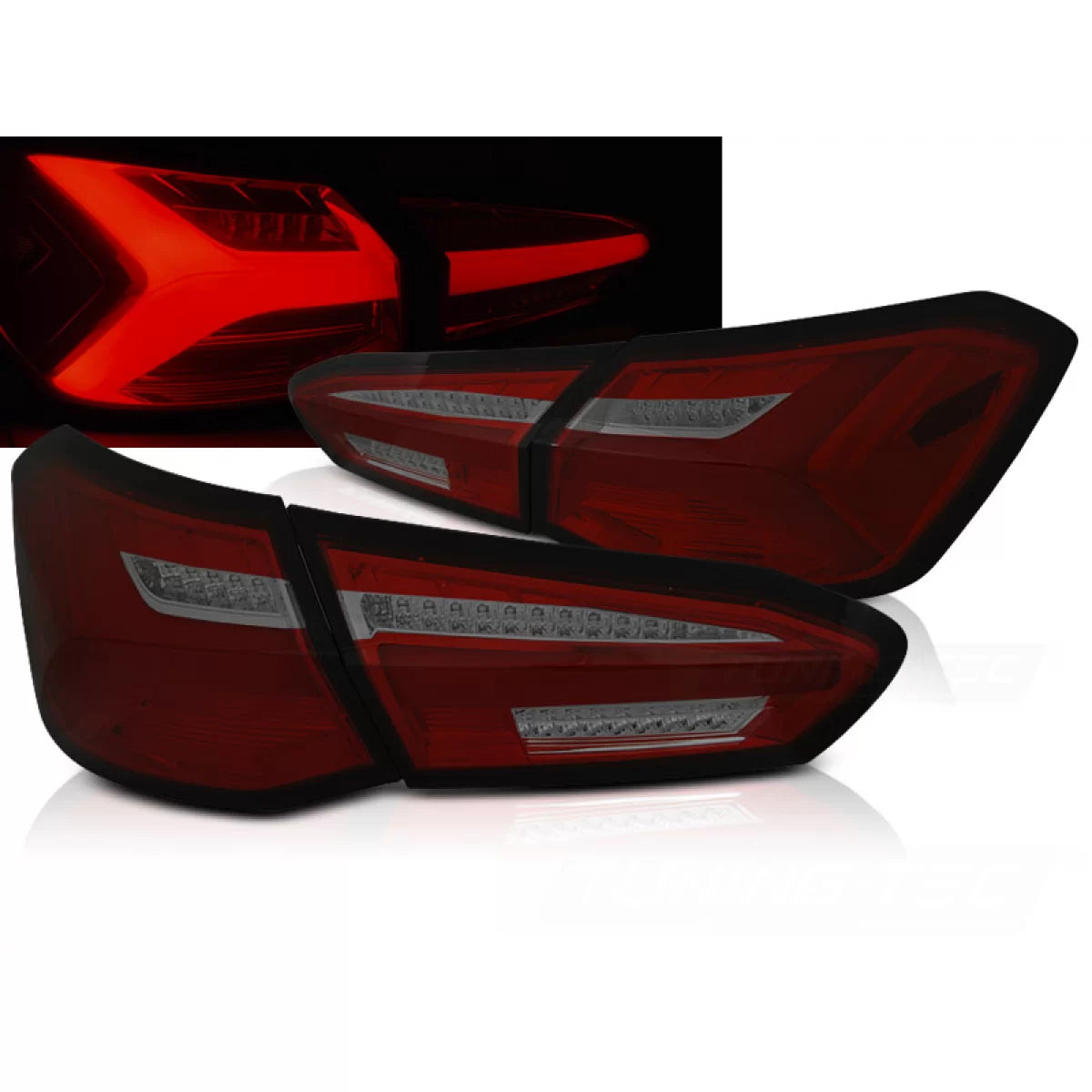 Fanali Posteriori LED Rosso Fumè Sequenziali per Ford Focus 4 18-21 Berlina 5