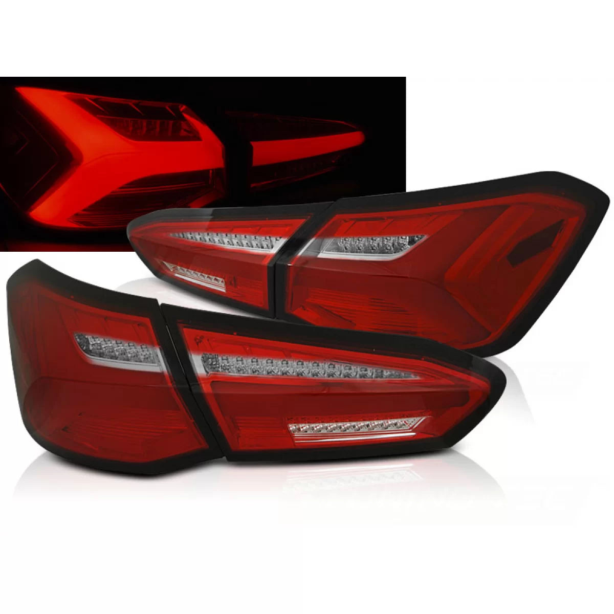 Fanali Posteriori LED Rossi Bianchi Sequenziali per Ford Focus 4 18-21 Berlina