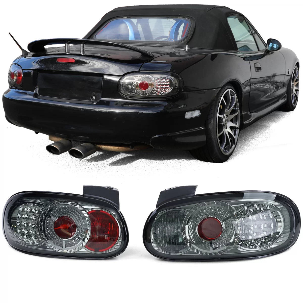 Fanali Posteriori LED Vetro Trasparente Fumé per Mazda Mx-5 Nb Nbfl 1998-2005