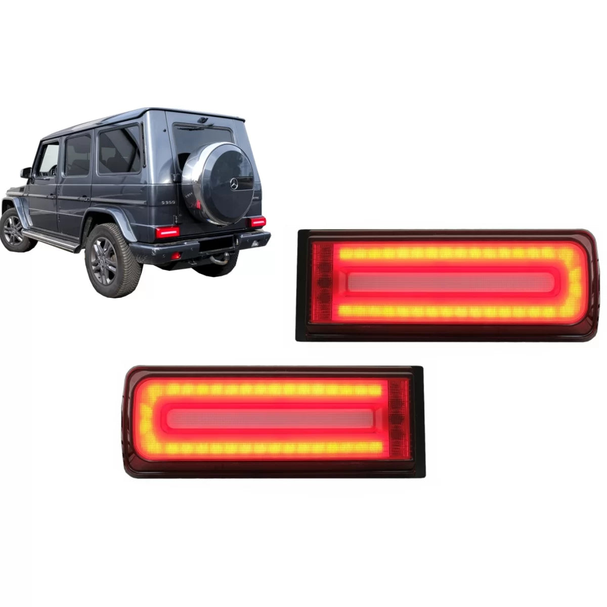 Fanali Posteriori LED Barra Luce Dinamica Rosso Fumo per Mercedes Classe G W463