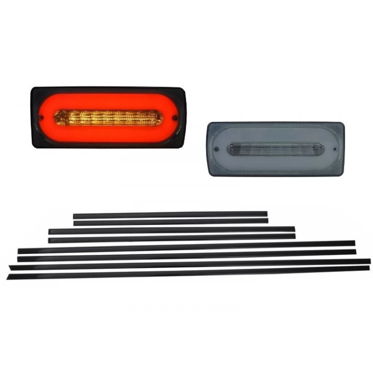 Fanali Posteriori LED Barra Luminosa Fumé con Modanature Porte Neri