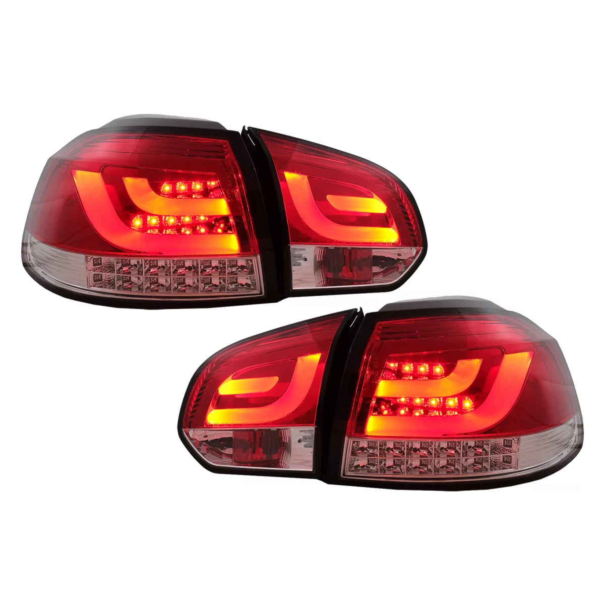 Fanali Posteriori LED Rosso Trasparente per Volkswagen Golf 6 Vi 2008-2013 LHD