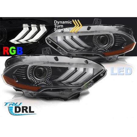 Fari LED Tuning con Indicatori Dinamici e Luci Diurne Rgb per Ford Mustang