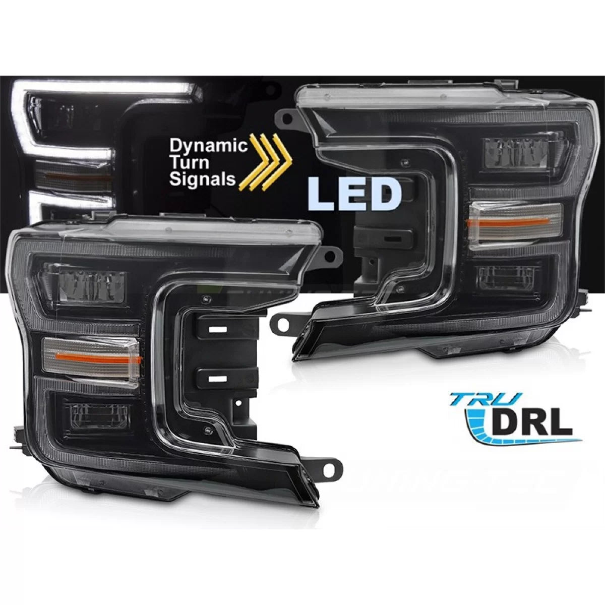 Fari Anteriori LED con Frecce Dinamiche Base Nera per Ford F150 2017-2020