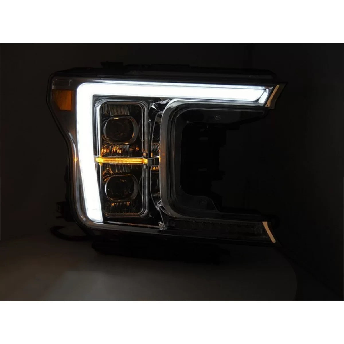 Fari Anteriori LED con Indicatori Dinamici Cromati per Ford F150 2017-2020 Dx Sx