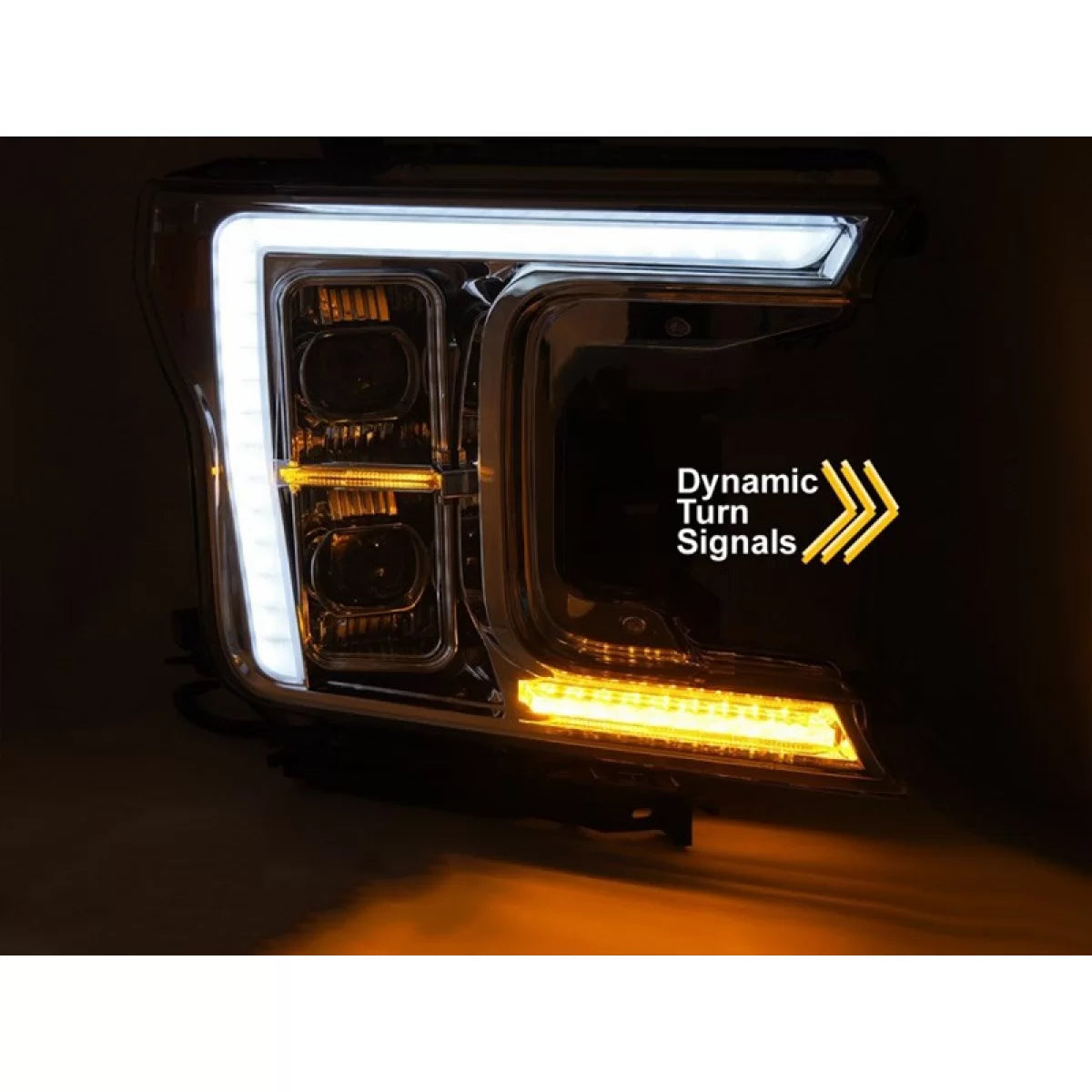 Fari Anteriori LED con Indicatori Dinamici Cromati per Ford F150 2017-2020 Dx Sx