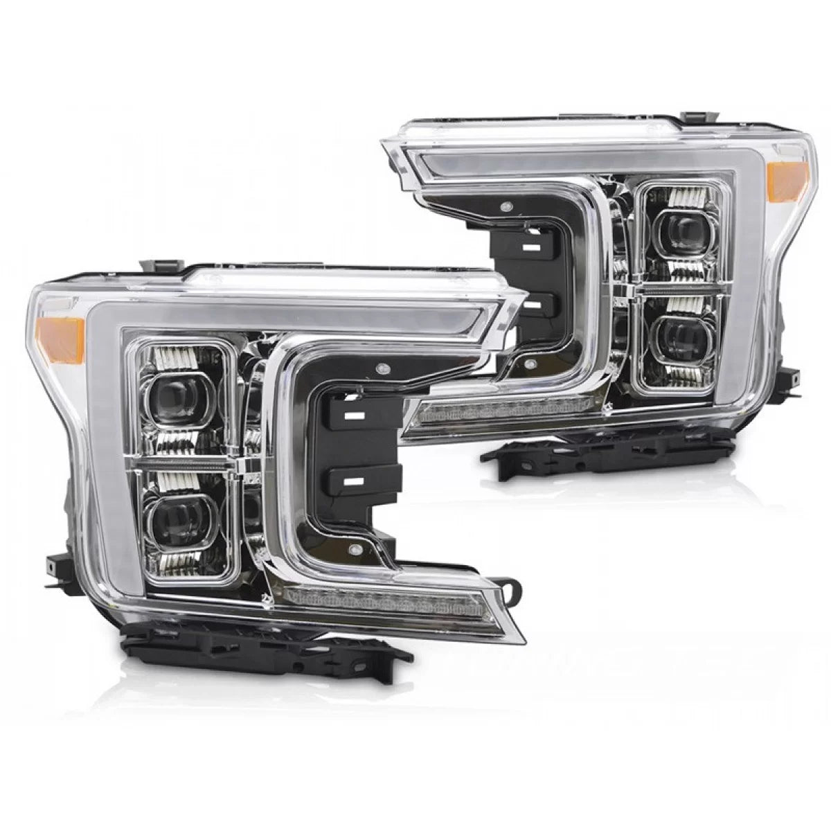 Fari Anteriori LED con Indicatori Dinamici Cromati per Ford F150 2017-2020 Dx Sx