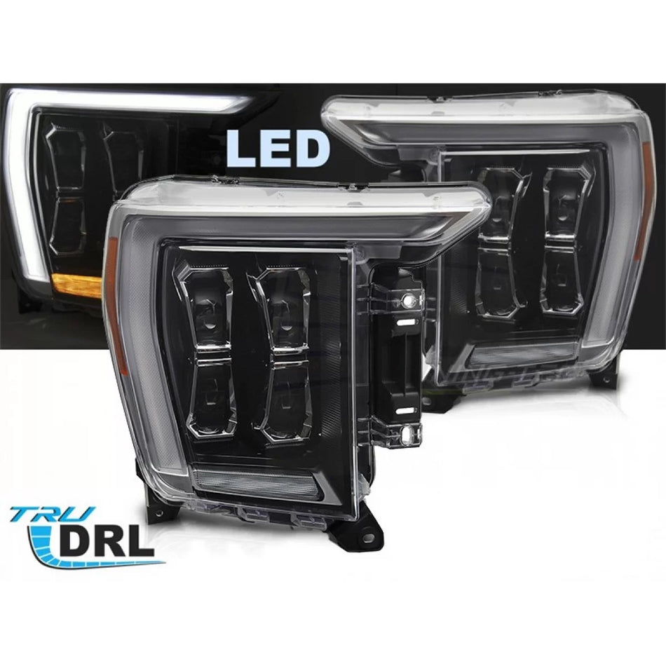 Fari LED Tuning Anteriore Dx e Sx con Base Nera per Ford F150 2020-2023 DRL