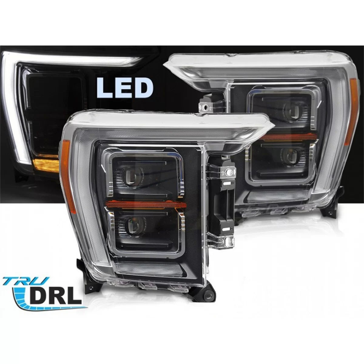 Fari LED Tuning con Base Nera Anteriore Dx e Sx per Ford F150 2020-2023