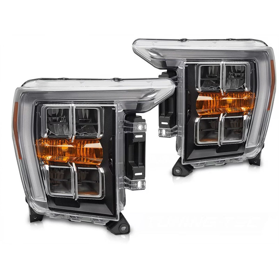 Fari Anteriori LED con Base Nera e Luci Diurne Ford F150 2020-2023 Dx Sx
