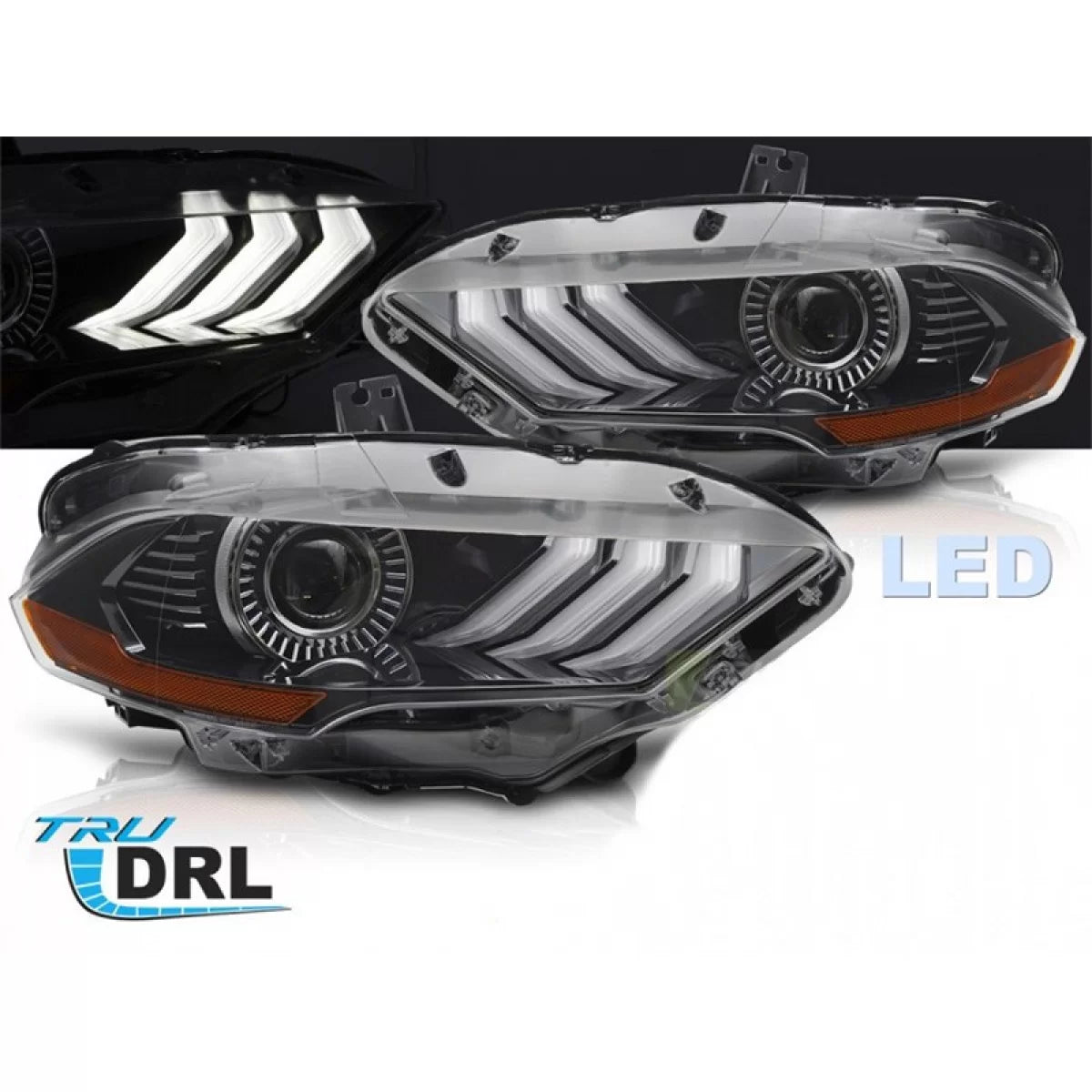 Fari LED Tuning con Base Nera Anteriori Dx e Sx per Ford Mustang 2018-2021