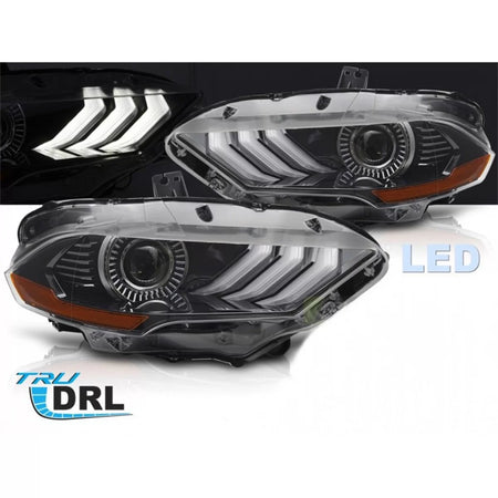 Fari LED Tuning con Base Nera Anteriori Dx e Sx per Ford Mustang 2018-2021