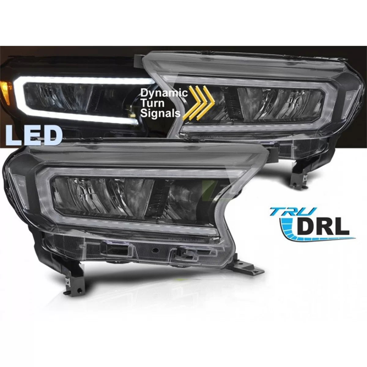 Fari Anteriori LED con Indicatori Dinamici per Ford Ranger 2016-2022 Dx e Sx