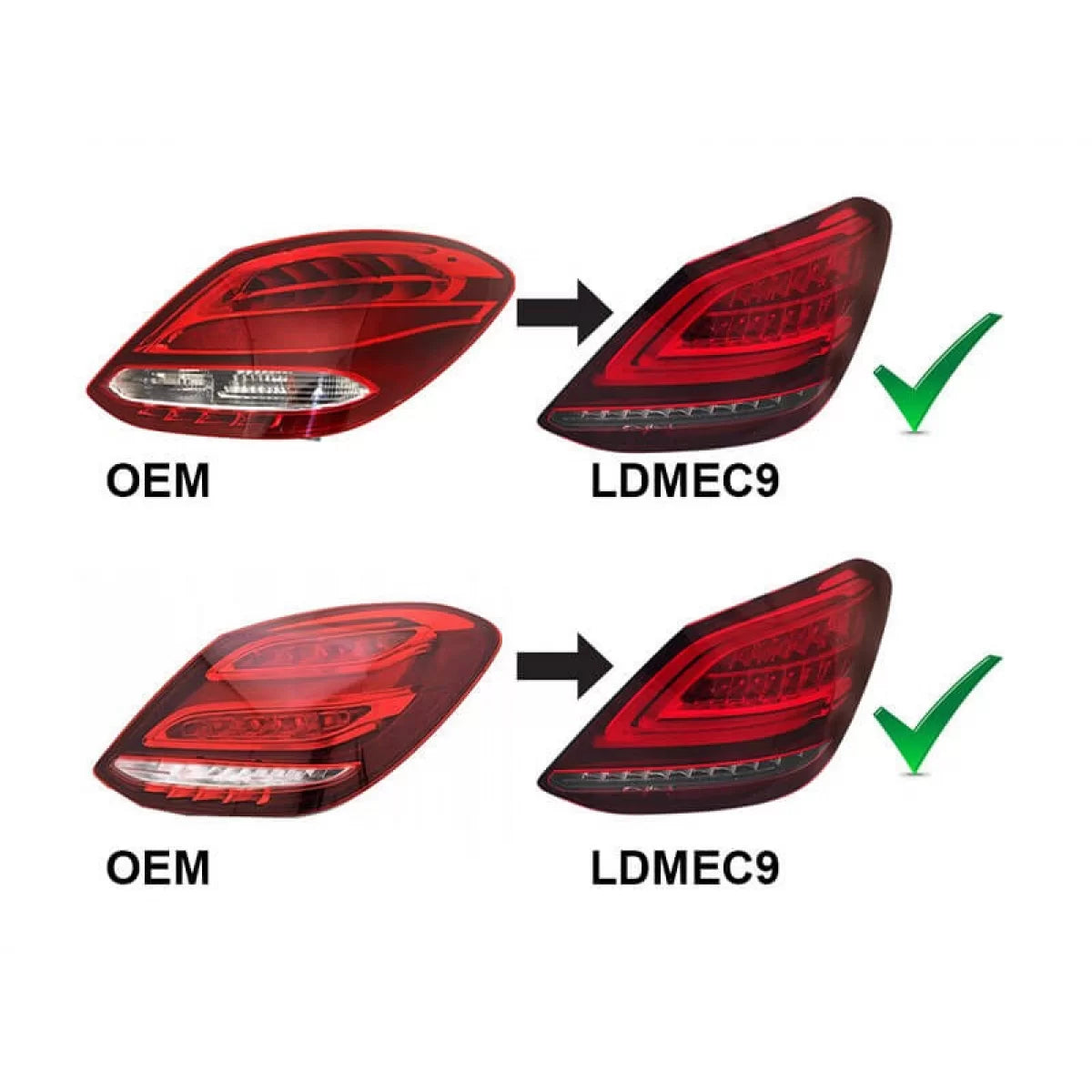 Fanali Posteriori LED con Frecce Dinamiche Rosso Bianco per Mercedes Classe C