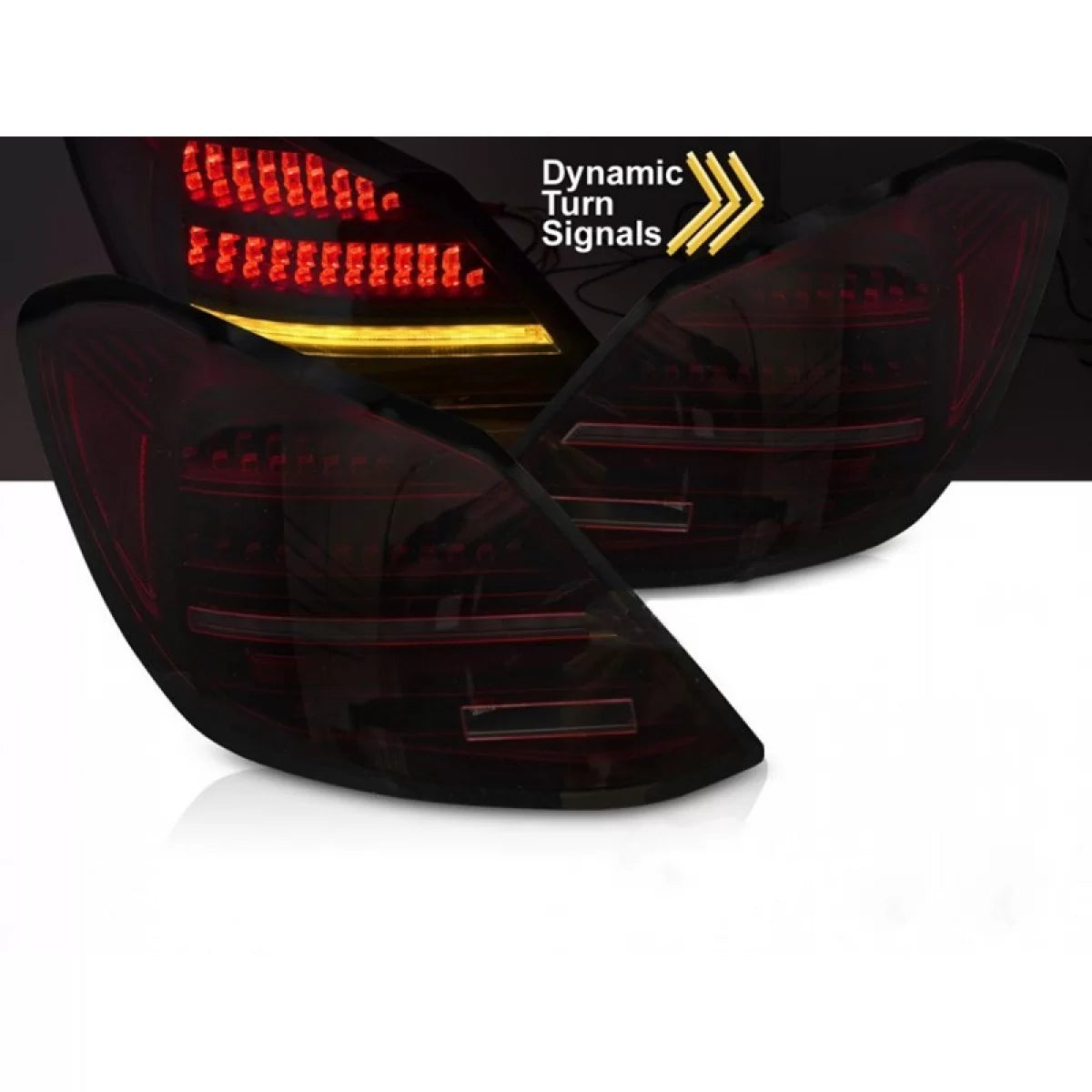 Fanali Posteriori LED con Frecce Dinamiche Rosso Fumè per Mercedes Classe C