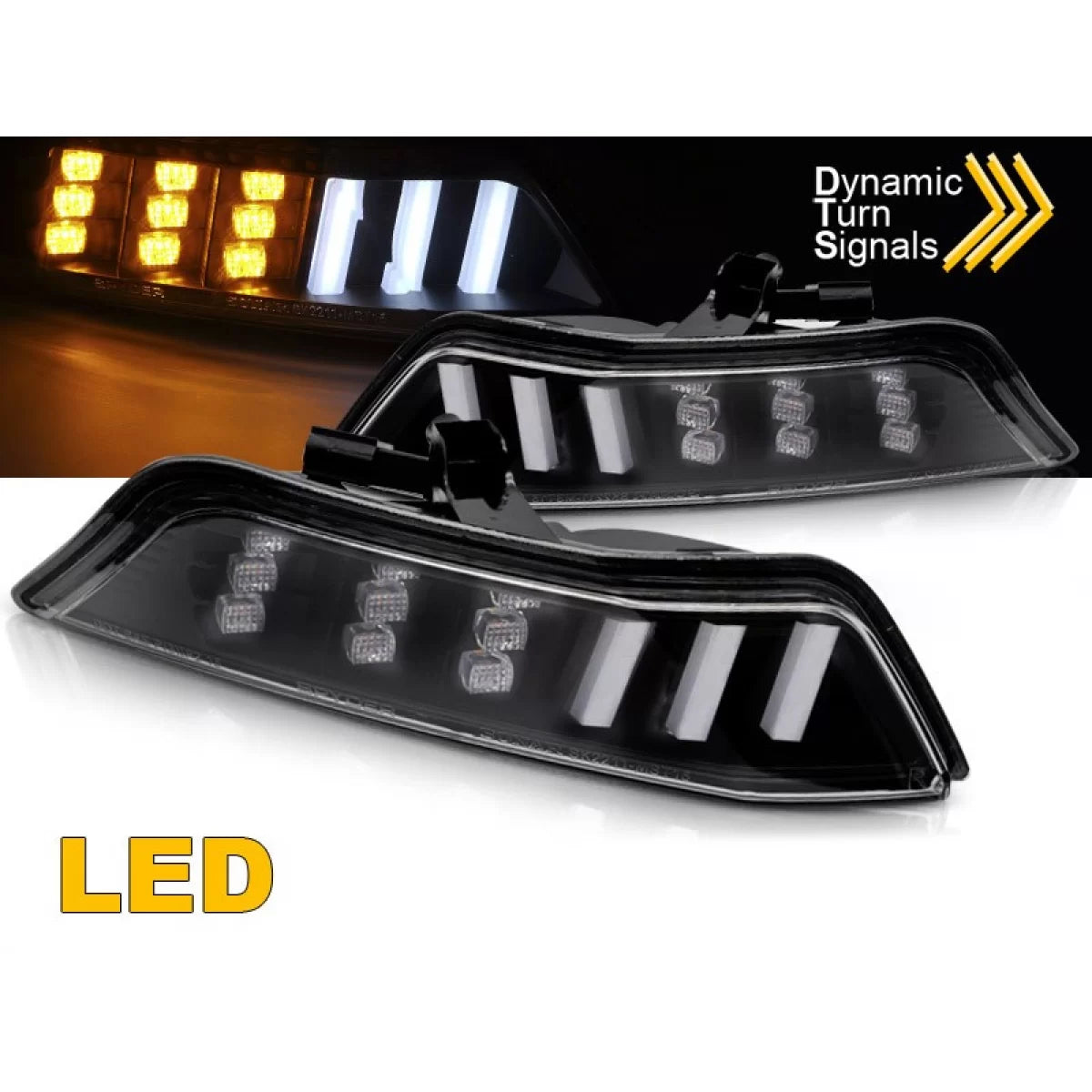Kit Frecce LED Anteriore Sinistro Destro con Base Nera per Ford Mustang