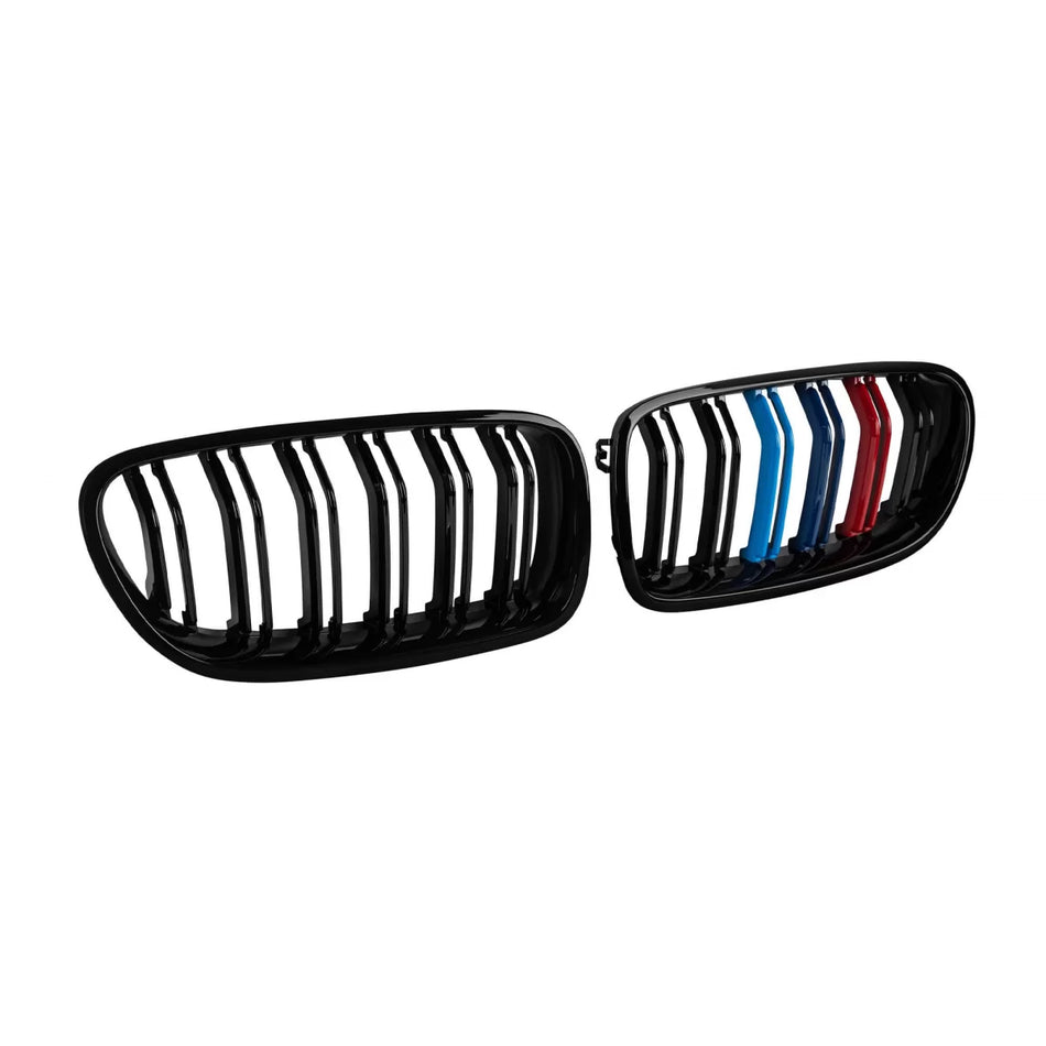 Griglia Doppia Nervata Nera con Logo M per BMW Serie 5 F10 2010-2017