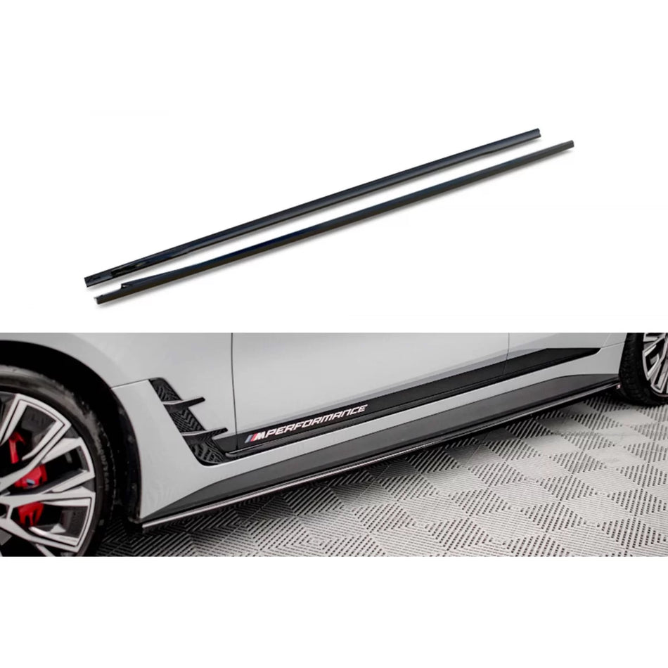 Additivi Versione 2 Minigonne Laterali Posteriori Neri per BMW I4 G26 M Pack