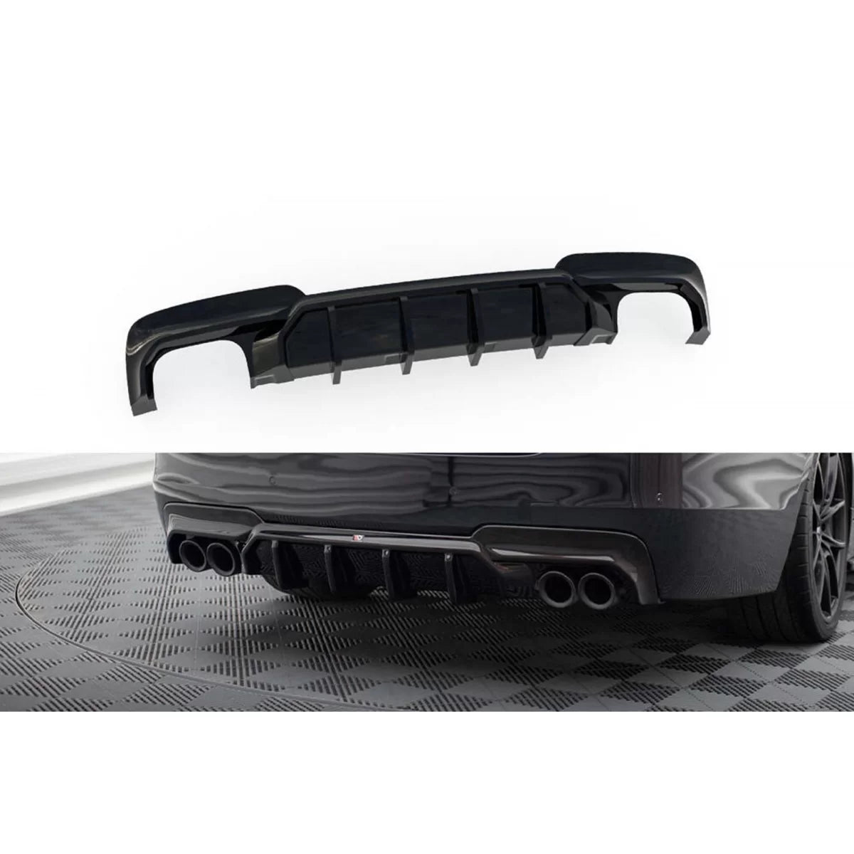 Diffusore Posteriore Versione 2 Nero per BMW Serie 5 F10 M Sport 2010-2017