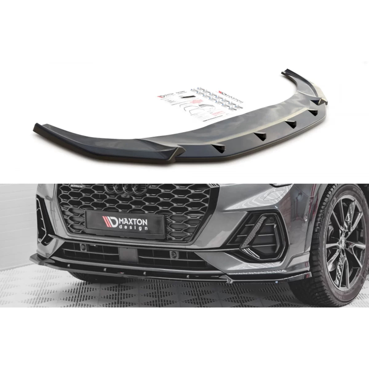 Spoiler Anteriore Versione 2 per Audi Q3 Sportback S-line dal 2019 Nero Lucido