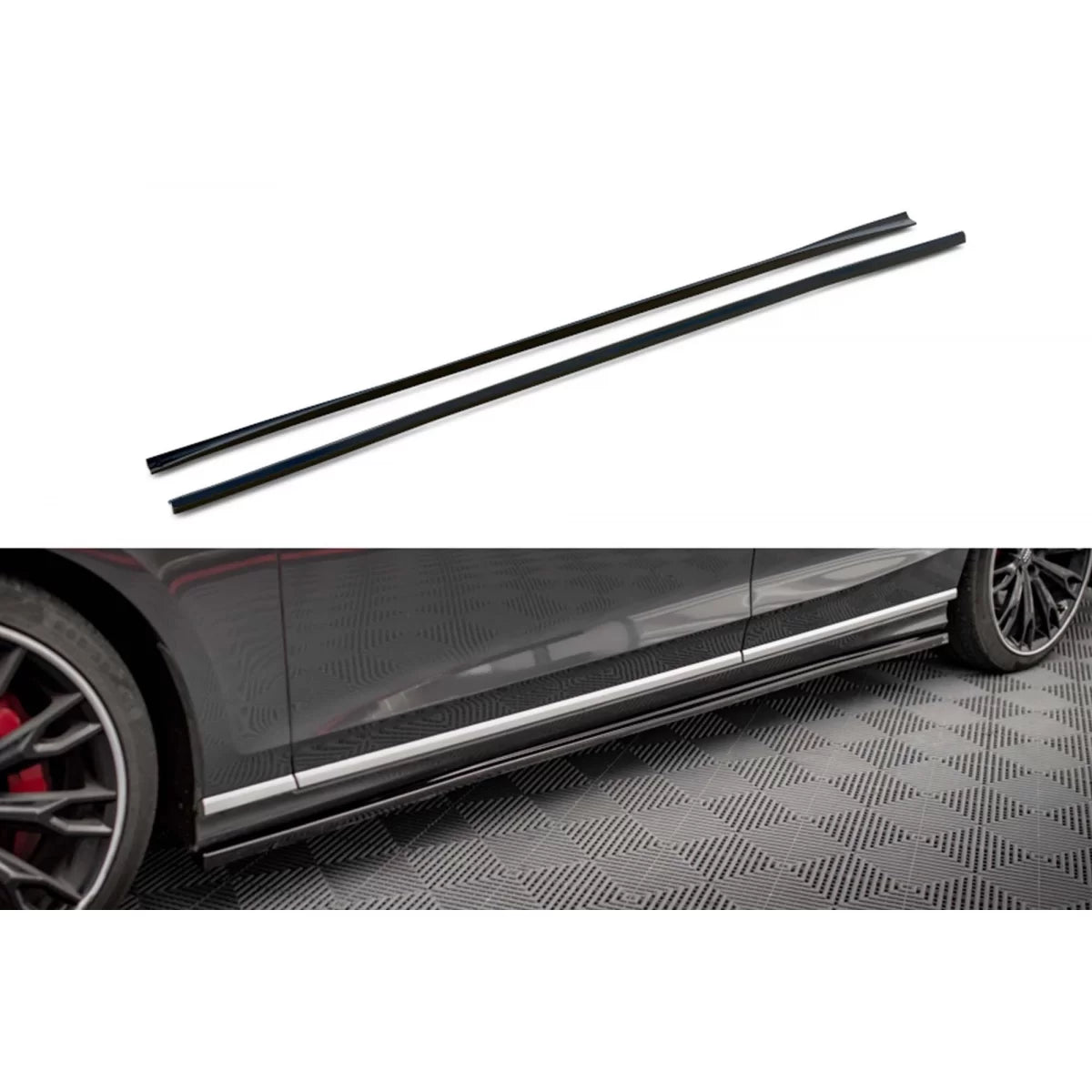 Additivi Minigonne Laterali Posteriori Neri per Audi S8 D5 dal 2019