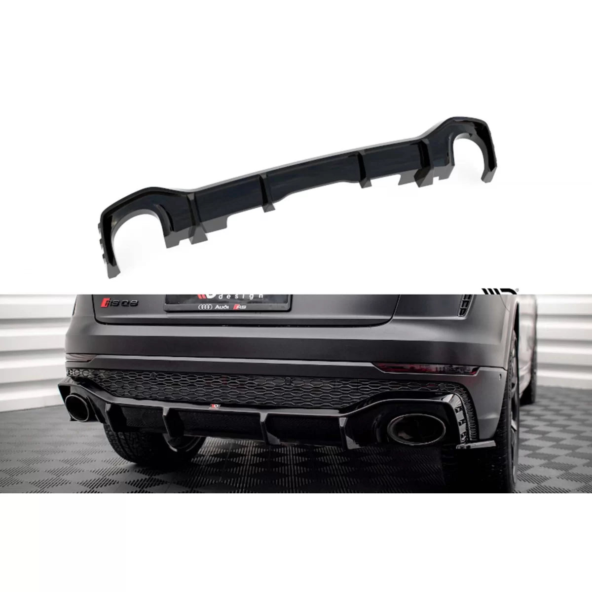 Diffusore Posteriore Nero Lucido per Audi RSQ8 MK1 dal 2019
