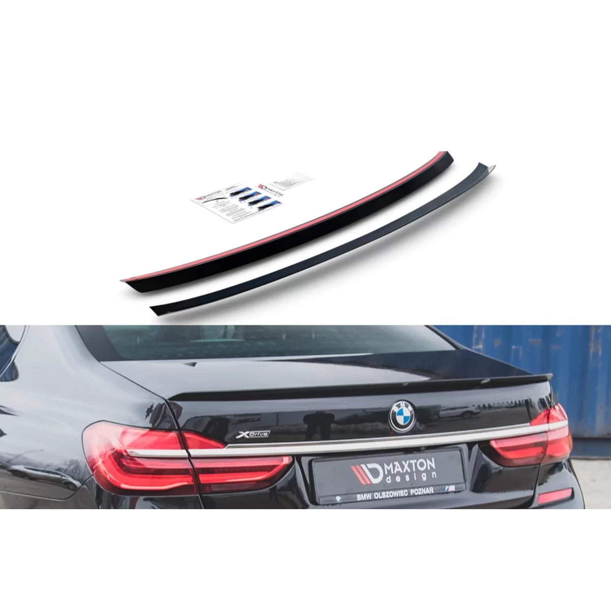 Spoiler Posteriore Maxton Design M-technik Nero per BMW Serie 7 G11 2015-2018