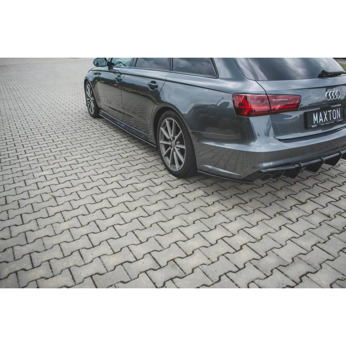 Add-on Laterali Posteriori Paraurti S6 S-line Audi A6 C7 2014-2017 Nero Lucido