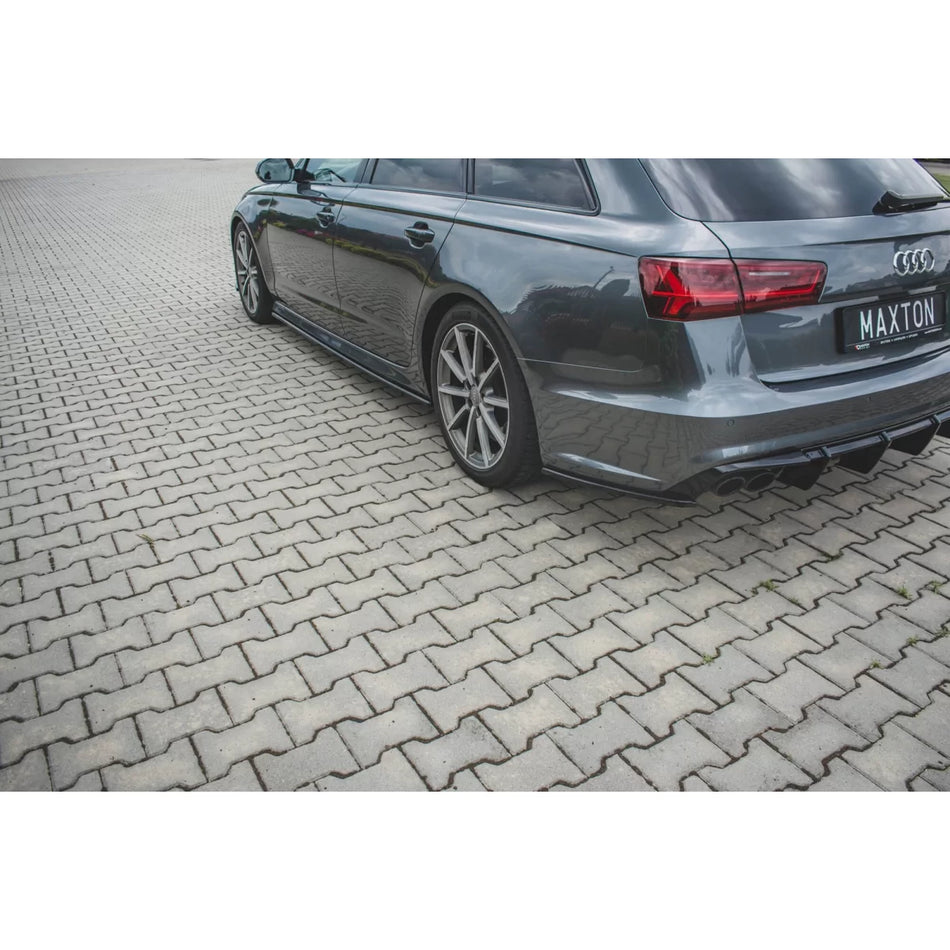 Add-on Laterali Posteriori Paraurti S6 S-line Audi A6 C7 2014-2017 Nero Lucido