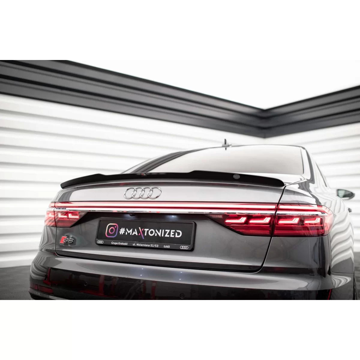 Spoiler Posteriore Nero Lucido per Audi A8 A8 S Line 2017-2021 S8 D5 2019-2021