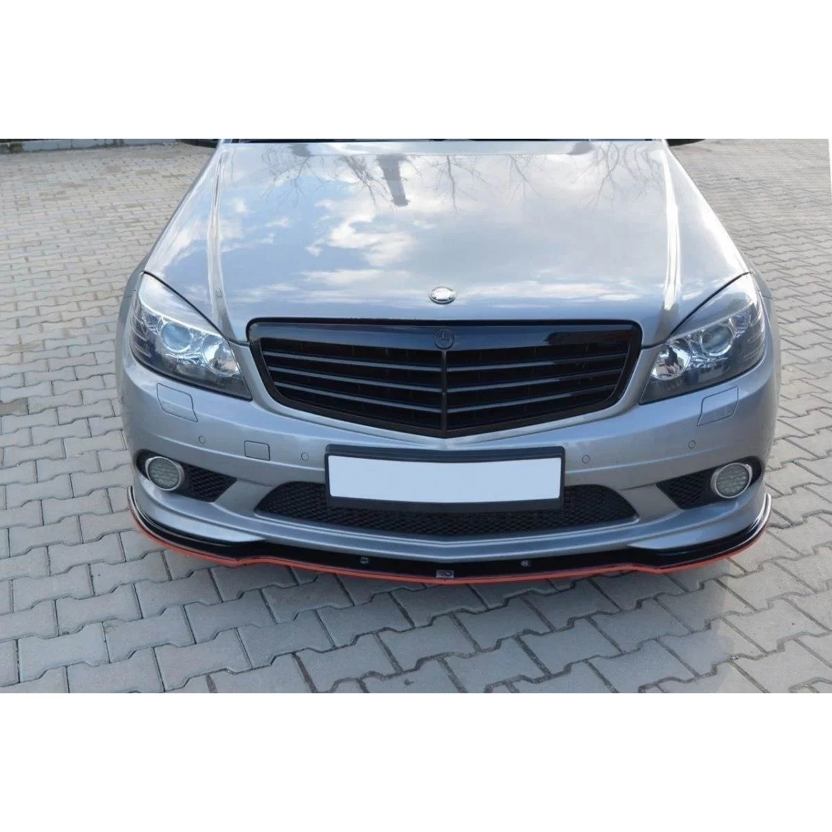 Spoiler Anteriore per Mercedes Classe C W204 2007-2010 Paraurti a Design Nero