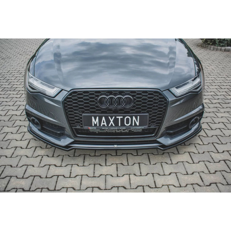 Spoiler Anteriore Nero Lucido per Audi A6 C7 2014-2017 S-line Berlina Avant