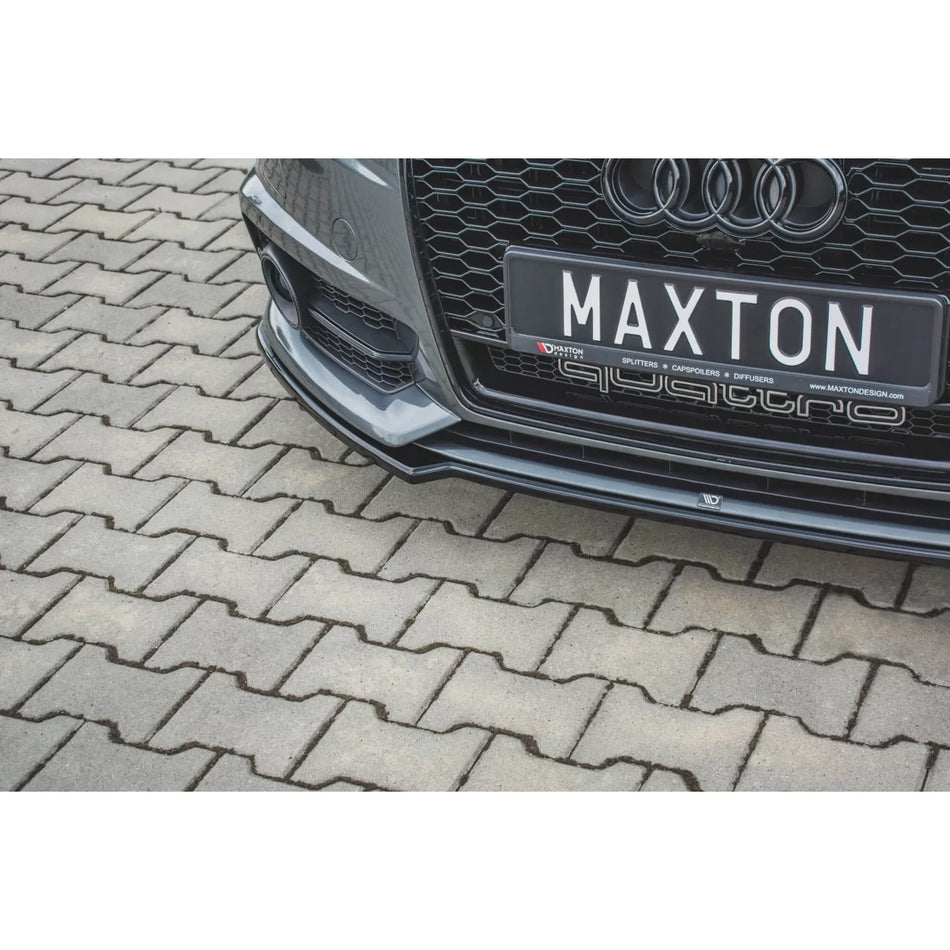 Spoiler Anteriore Nero Lucido per Audi A6 C7 2014-2017 S-line Berlina Avant
