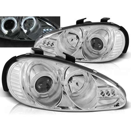 Fanali Angel Eyes Cromati Anteriori per Mazda MX3 91-98