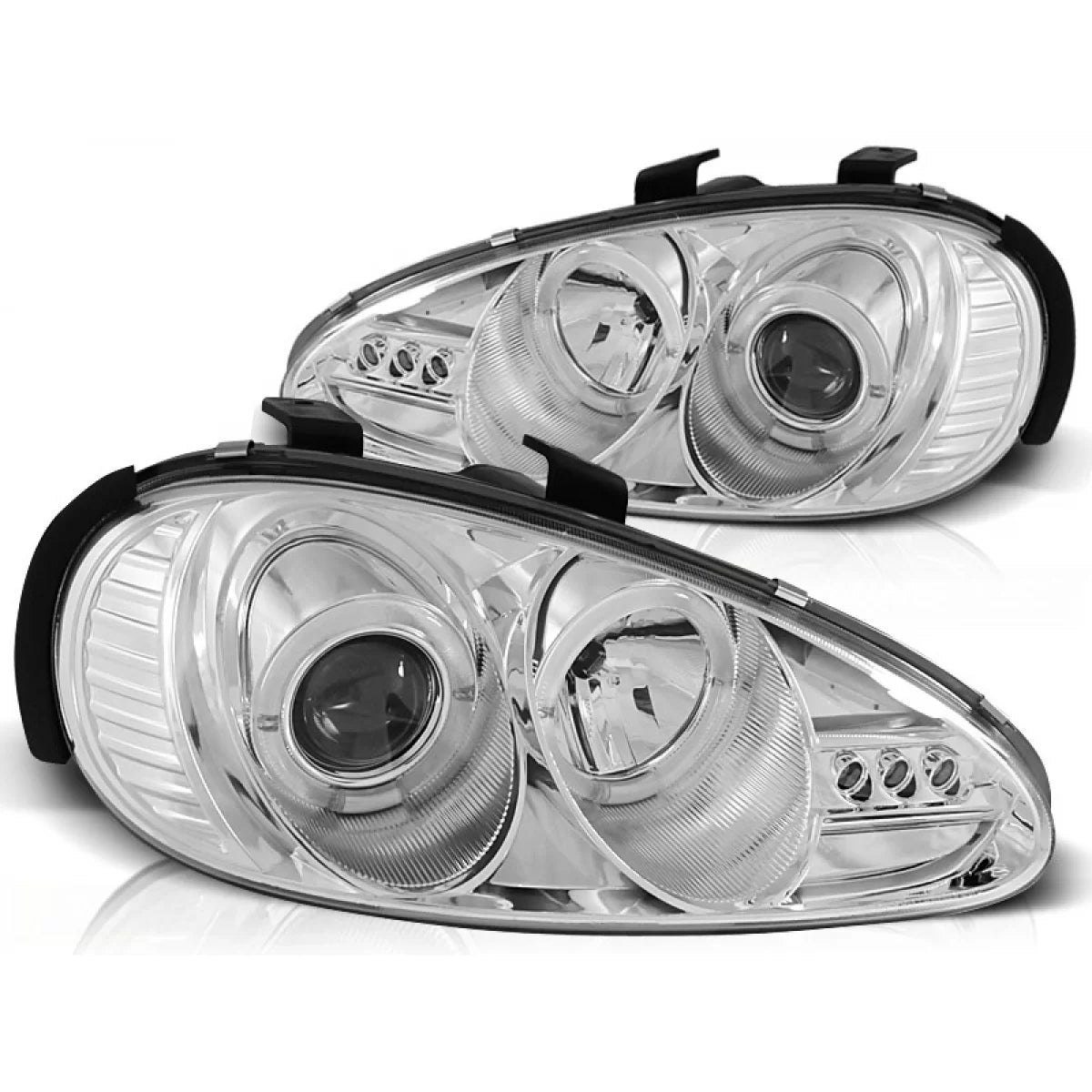 Fanali Angel Eyes Cromati Anteriori per Mazda MX3 91-98